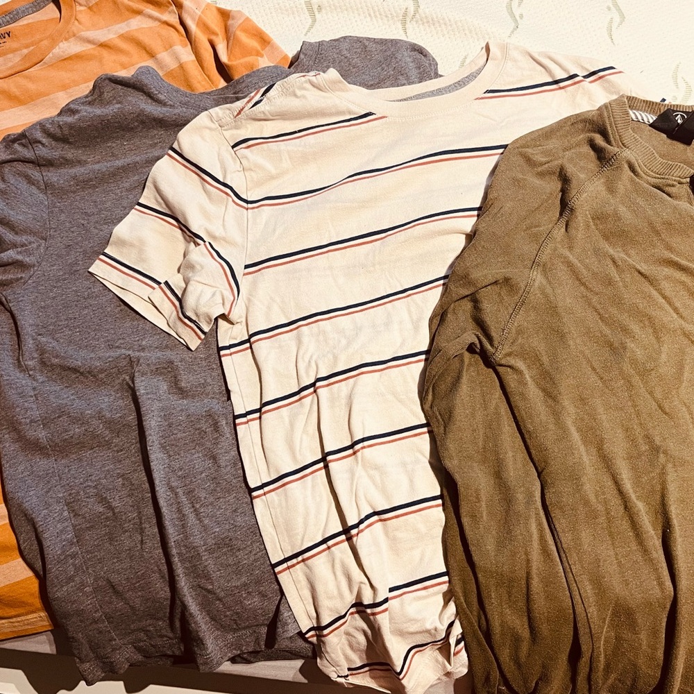 Stylish Men's Striped and Solid T-Shirts Set